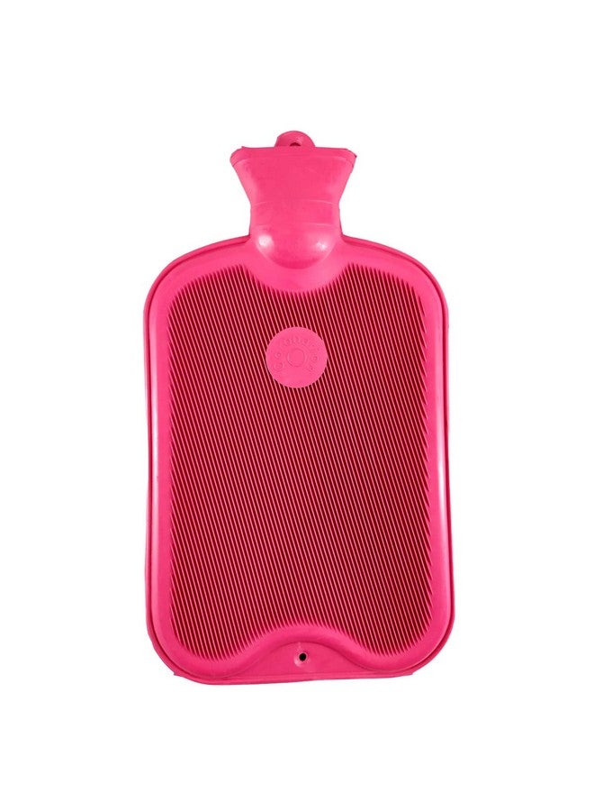Coronation 1.5 Litres Leakproof Rubber Hot Water Bottle for Pain Relief One Side Ribbed (Backpain, Neckpain, Stomachpain) (Pink) - Image 1
