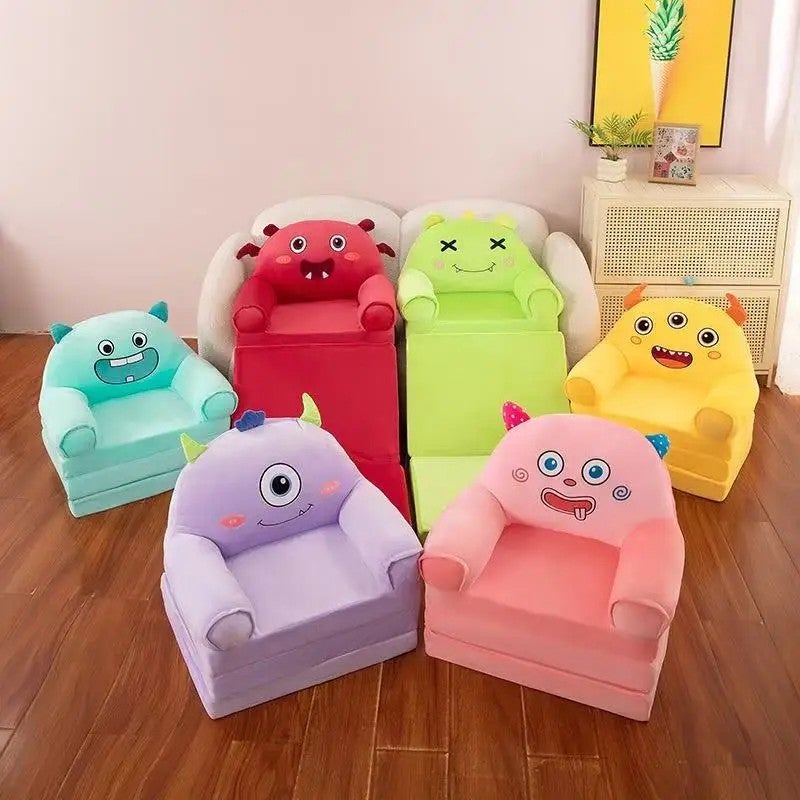 Y&D Plush Children's Double Folding Sofa Set – Cartoon Toy Furniture for Bedroom & Living Room - Image 3