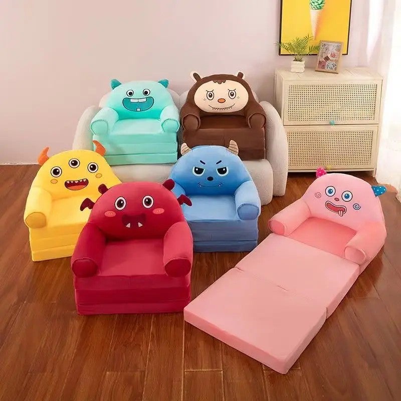 Y&D Plush Children's Double Folding Sofa Set – Cartoon Toy Furniture for Bedroom & Living Room - Image 2