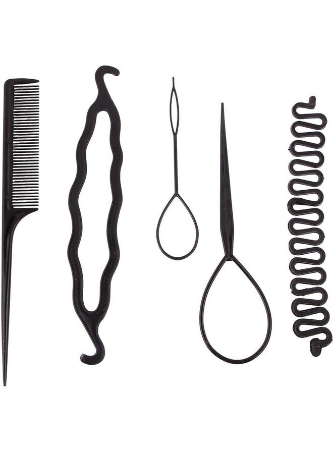 PALMATE 5-Piece Set Hair Styling Kit Topsy Tail Hair Pull Dish Needle Bun Donut Twist Braid Ponytail Maker Hair Comb Tools DIY Accessories - Image 1