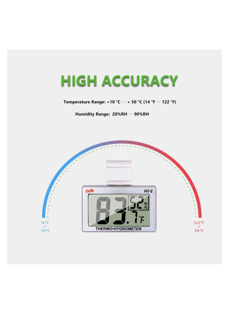 Reptile Thermometer Hygrometer LCD Digital Humidity Gauge, Worked with Reptile Heat Pad to Monitor Temperature & Humidity in Reptile Terrarium, Perfect for Turtle/Snake/Lizard/Frog/Spider/Plant Box