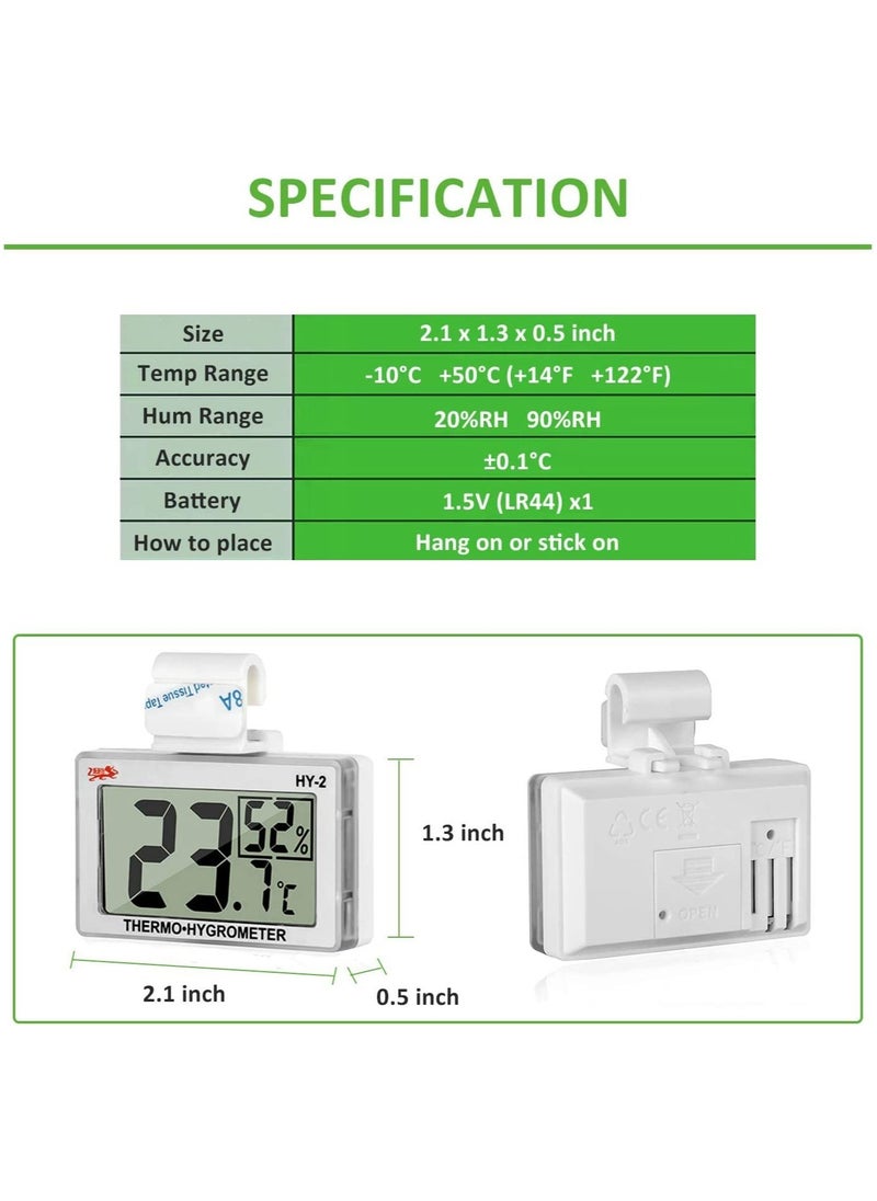 Reptile Thermometer Hygrometer LCD Digital Humidity Gauge, Worked with Reptile Heat Pad to Monitor Temperature & Humidity in Reptile Terrarium, Perfect for Turtle/Snake/Lizard/Frog/Spider/Plant Box