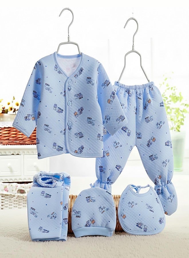 Fancy Walas Presents New Born Baby Summer Wear Printed Baby Clothes 5Pcs Sets 100% Cotton Boys Girls Unisex Baby Cotton/Summer or Flannel Suit Infant Clothes First Gift for New Born (0-6 Months) - Image 3