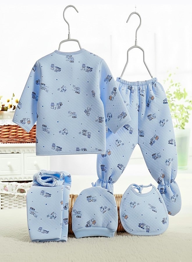 Fancy Walas Presents New Born Baby Summer Wear Printed Baby Clothes 5Pcs Sets 100% Cotton Boys Girls Unisex Baby Cotton/Summer or Flannel Suit Infant Clothes First Gift for New Born (0-6 Months) - Image 4