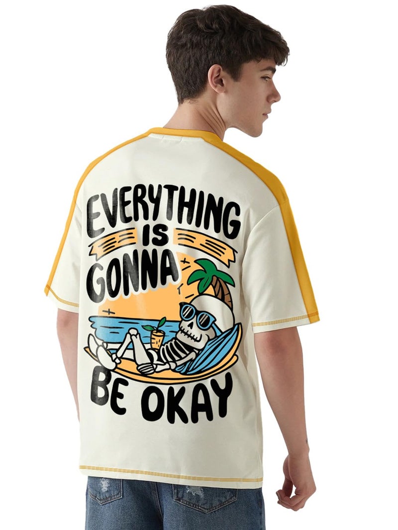 crazymonk Every Thing is Gonna Be Okay Graphic Printed Oversized T-Shirt - Multi Color - XXL - Image 1