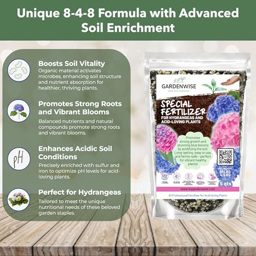 GARDENWISE Slow Release Hydrangea Fertilizer with Iron & Sulfur – Indoor & Outdoor Soil Acidifier for Miracle Growth (12 oz) - Image 3