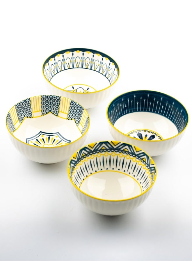 Crazy Boss 6PCS Ceramic Bowl Set with Chopsticks Modern Pattern Gift Box Dinnerware Set for Rice, Soup, Noodles and Snacks - Image 5