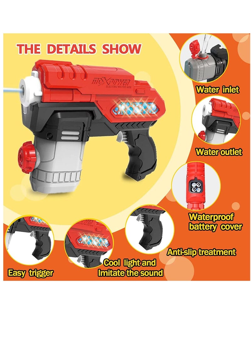 SYOSI Electric Water Gun Battery Operated Squirt Guns with Cool LED Lights 300cc Long Range Water Blaster for Kids Adults Swimming Pool Beach Party Water Fighting Black - Image 5