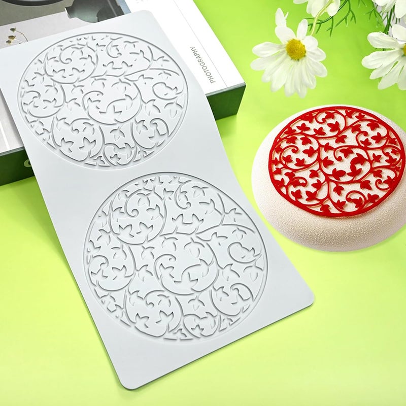 mostsom Silicone Mold Hollow Out Sugarcraft Lace Mold Cake Decoration Lace Mat for Fondant Wedding Cake Decorating Baking Molds D1_ Flower Circular - Image 2