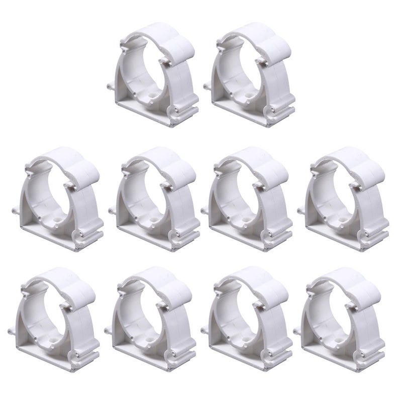 White 25mm Plastic Tube Clamps 10pcs Sturdy Pipe Holder Fittings For Water Plumbing Hose Support - Image 2