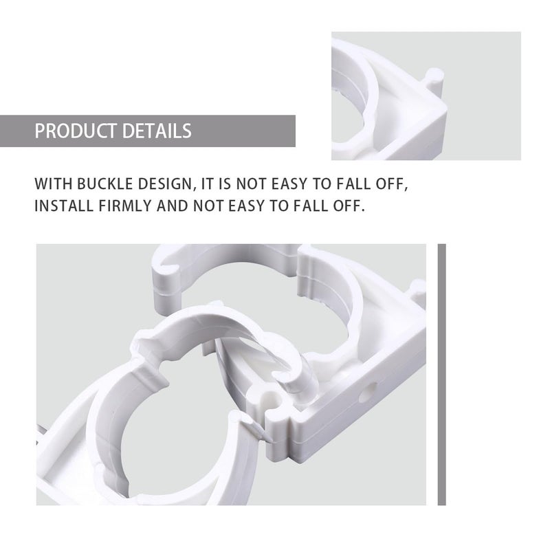 White 25mm Plastic Tube Clamps 10pcs Sturdy Pipe Holder Fittings For Water Plumbing Hose Support - Image 5