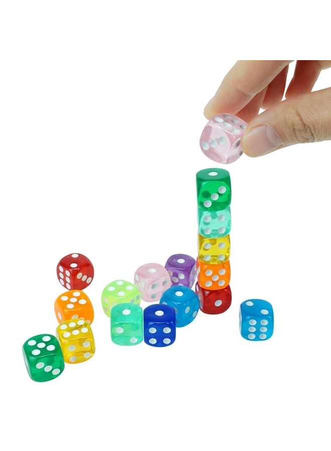 100PCS Game Dice D6 Six Sided of Rounded Translucent for Table Board Game or Teaching Math with a Beautiful Blue Drawstring Storage Bag (16MM) - Image 4