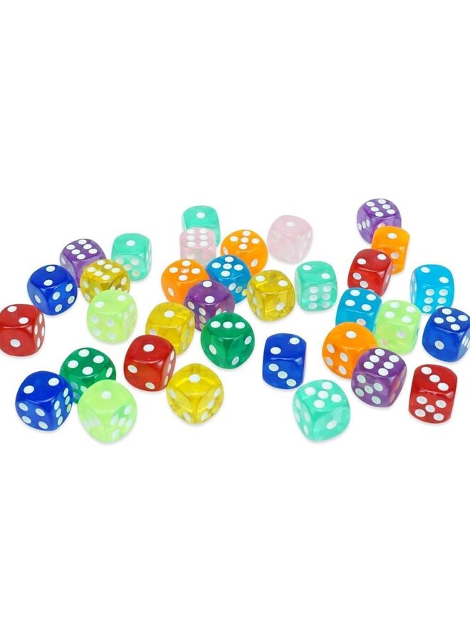 100PCS Game Dice D6 Six Sided of Rounded Translucent for Table Board Game or Teaching Math with a Beautiful Blue Drawstring Storage Bag (16MM) - Image 3