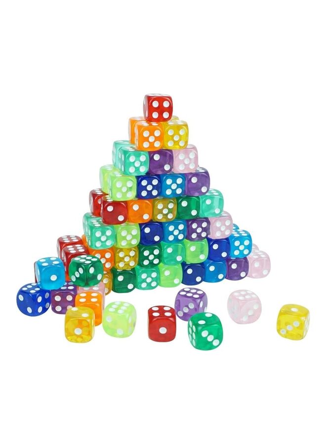 100PCS Game Dice D6 Six Sided of Rounded Translucent for Table Board Game or Teaching Math with a Beautiful Blue Drawstring Storage Bag (16MM) - Image 2