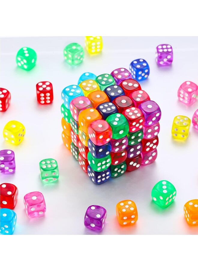 100PCS Game Dice D6 Six Sided of Rounded Translucent for Table Board Game or Teaching Math with a Beautiful Blue Drawstring Storage Bag (16MM) - Image 5