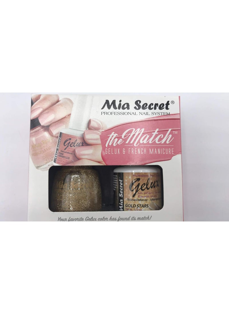 MIA SECRET - Mia Secret THE MATCH Gelux UV GEL & French Manicure Nail polish 3 min Dry - (Gold Stars) - Image 1