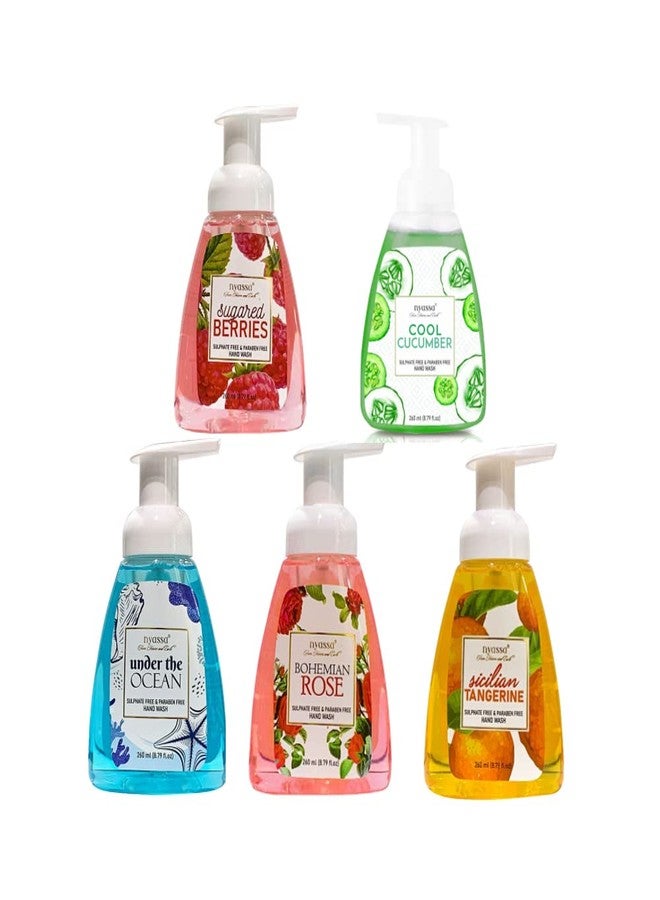 NYASSA Hand wash Set of 5 260ml Each | Sicilian Tangerine, Sugared berries, Bohemian Rose, Cool Cucumber, Under the ocean | Handwash For Deep clean and Moisturize hand 100% Vegan & Paraben Free - Image 1