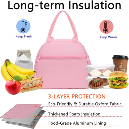 GYEUKHAM Lunch Bag Women Lunch Box for Adult Men Small Cute Lunchbox Tote Large Capacity Insulated Lunch Container Cooler for Work Picnic Travel Pink - Image 3