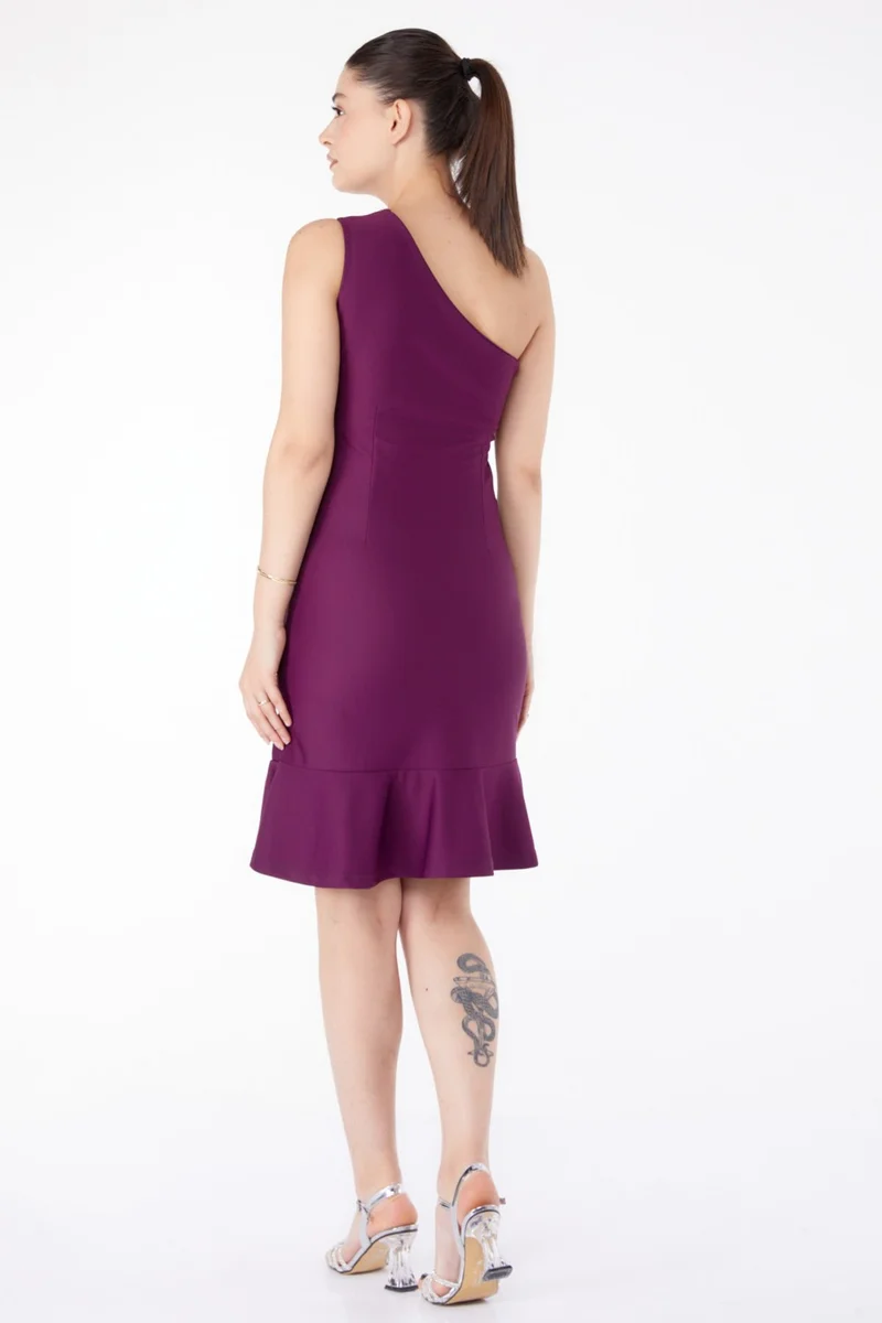Tofisa Plain Mid Women Purple Stone Evening Dress - 13183