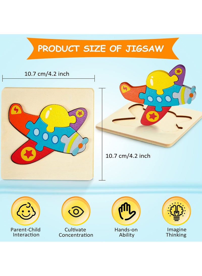 Bebiland 6 Pack Wooden Puzzles for Toddlers Wood Jigsaw Puzzles for Boys Montessori Games and Educational Toys for Kids Wooden Toddlers Puzzles Present  (Vehicle) - Image 2