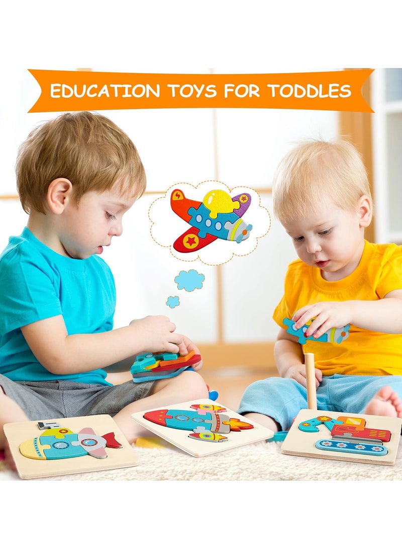 Bebiland 6 Pack Wooden Puzzles for Toddlers Wood Jigsaw Puzzles for Boys Montessori Games and Educational Toys for Kids Wooden Toddlers Puzzles Present  (Vehicle) - Image 5