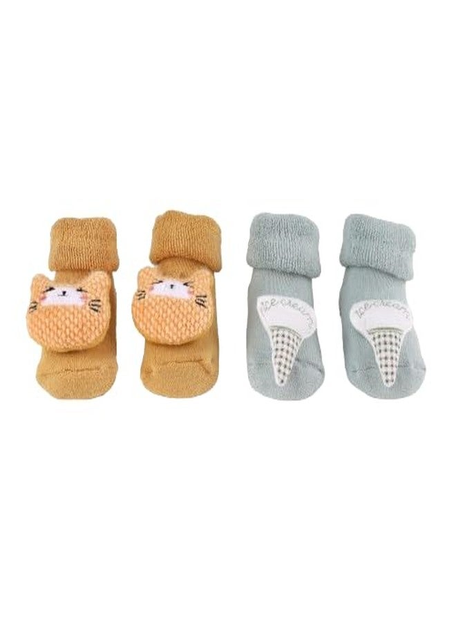 Kicks & Crawl Baby Boys & Baby Girls Anti-skid/slip Scoop Paws Socks - Pack of 2