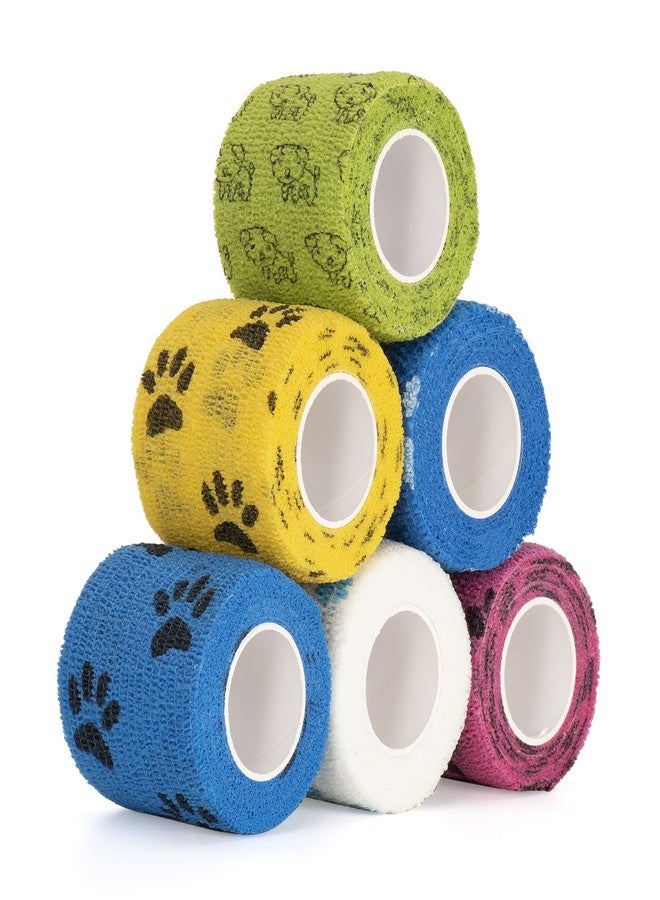 SEADESKY Pet Vet Wrap for Dogs Cohesive Bandages First Aid Tape Self Adhesive Bandage Wrap for Horse Cat Wound Care Self Adherent Elastic Bandage Sports Tapes 6 Rolls 2 inch - Image 1