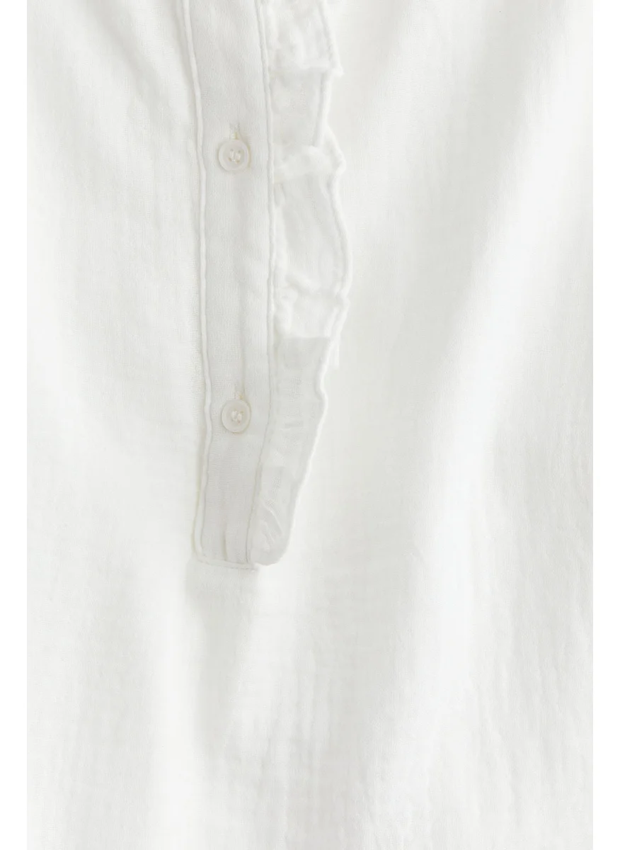 H&M Frill-Trimmed Muslin Blouse