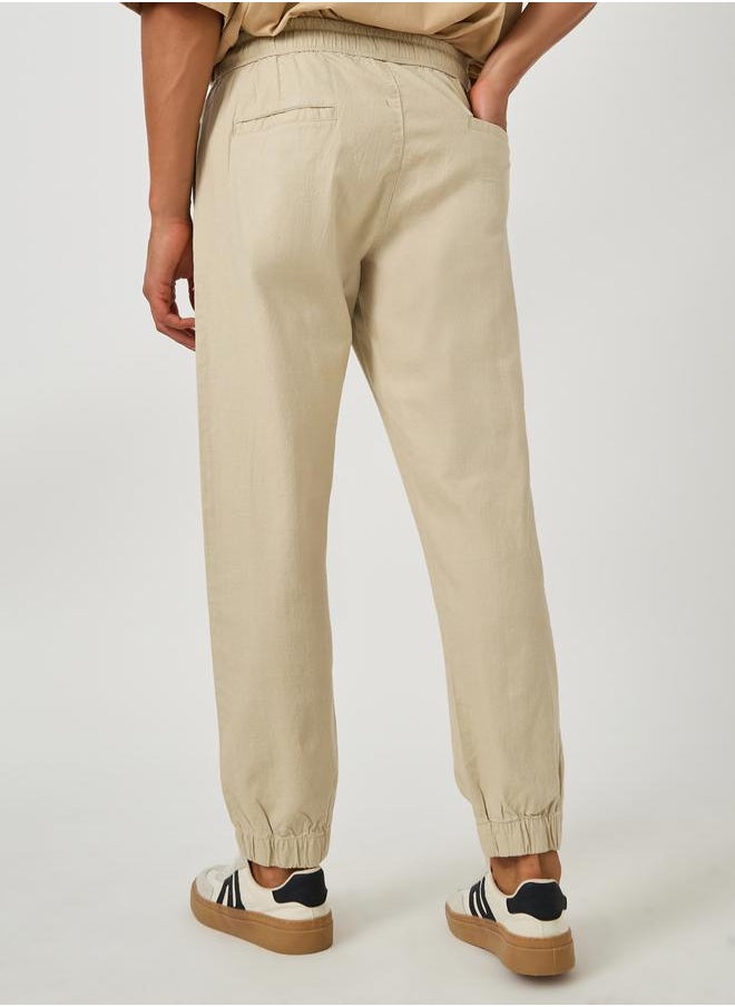 Styli Styli Solid Relaxed Fit Elasticated Cuffed Joggers with Drawstring  - Image 5
