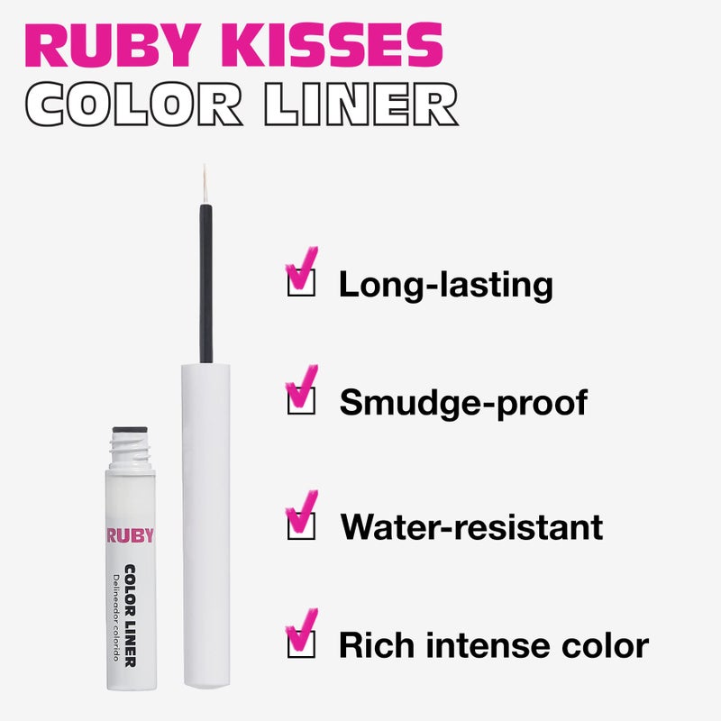 Ruby Kisses Color Liquid Eyeliner Water Resistant Long Lasting Eyeliner 3 ml (0.10 fl.oz.) (White) - Image 4