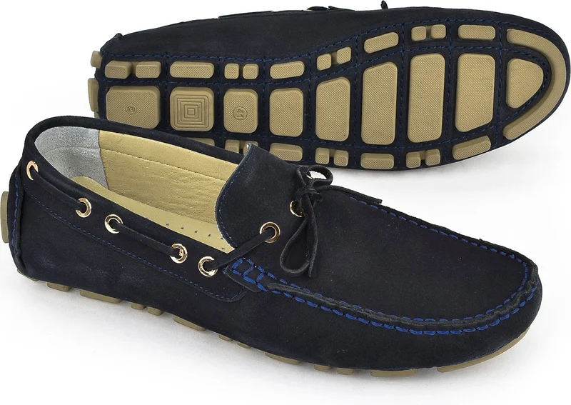 زيا , Men's Genuine Leather Loafer 131986 N3021 2 Navy Blue