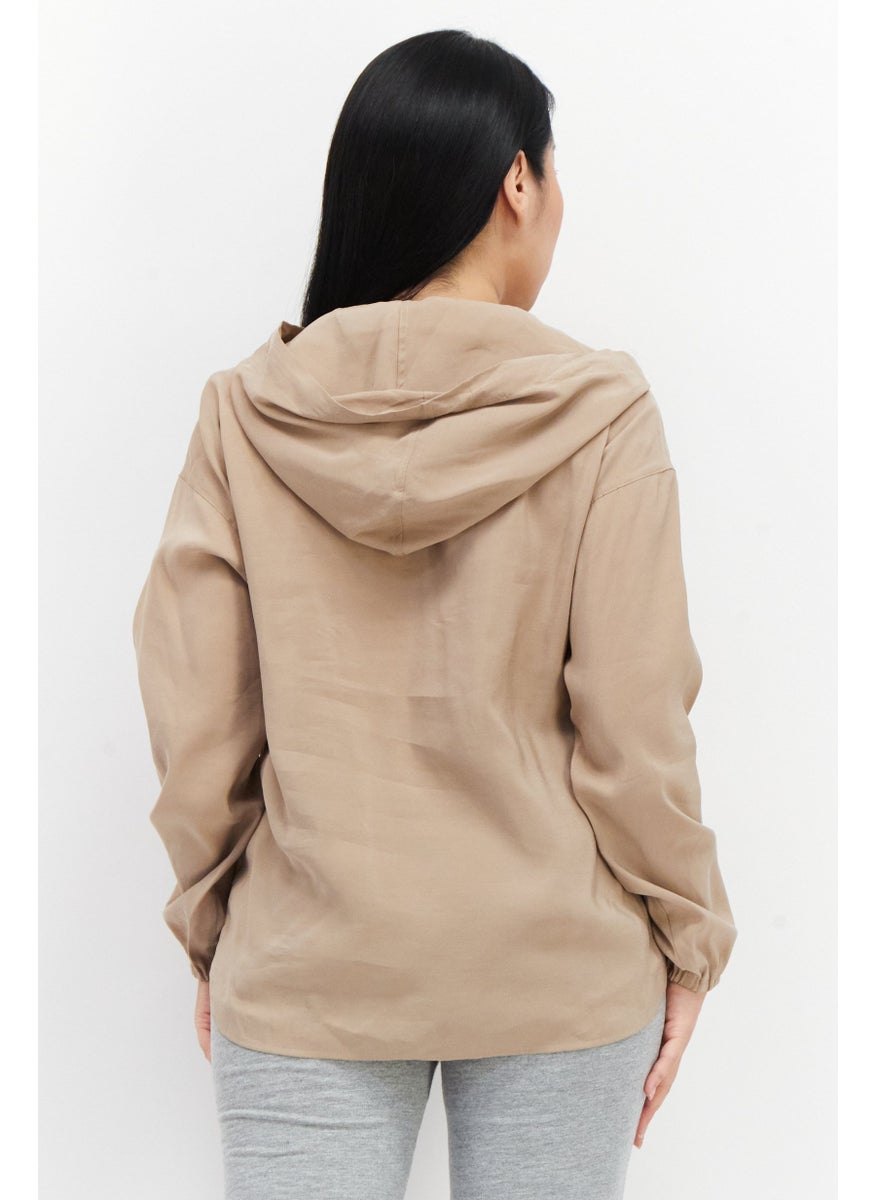 Women Hooded Long Sleeve Plain Top, Tan - pzsku/ZAA1D6F023A4EF6FBE7CAZ/45/_/1724351152/006229b3-a31f-4d55-ac88-ee3b486509c6