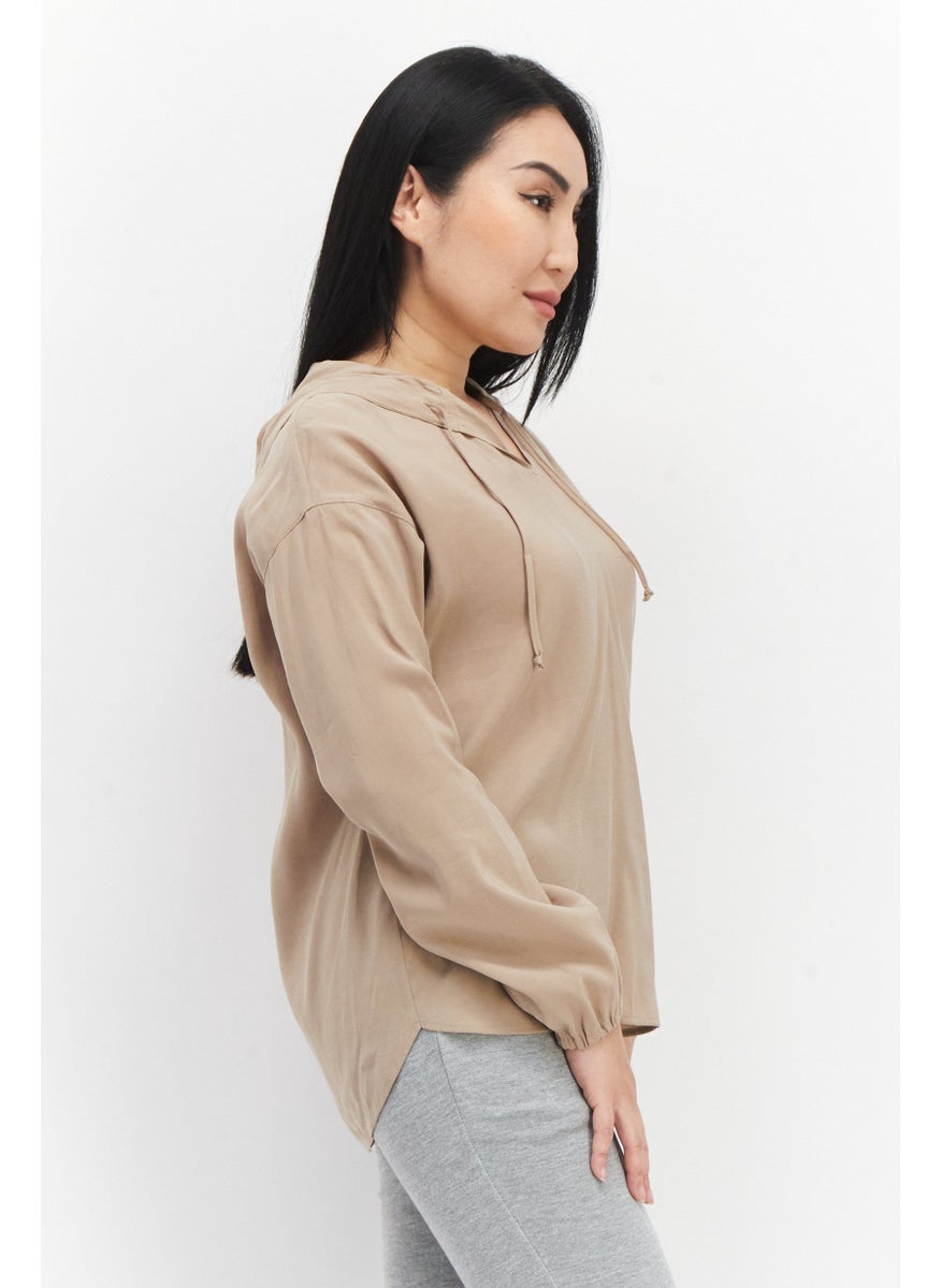 Women Hooded Long Sleeve Plain Top, Tan - pzsku/ZAA1D6F023A4EF6FBE7CAZ/45/_/1740492944/5abf7172-d6e0-4f9e-8340-17e5d40155d6