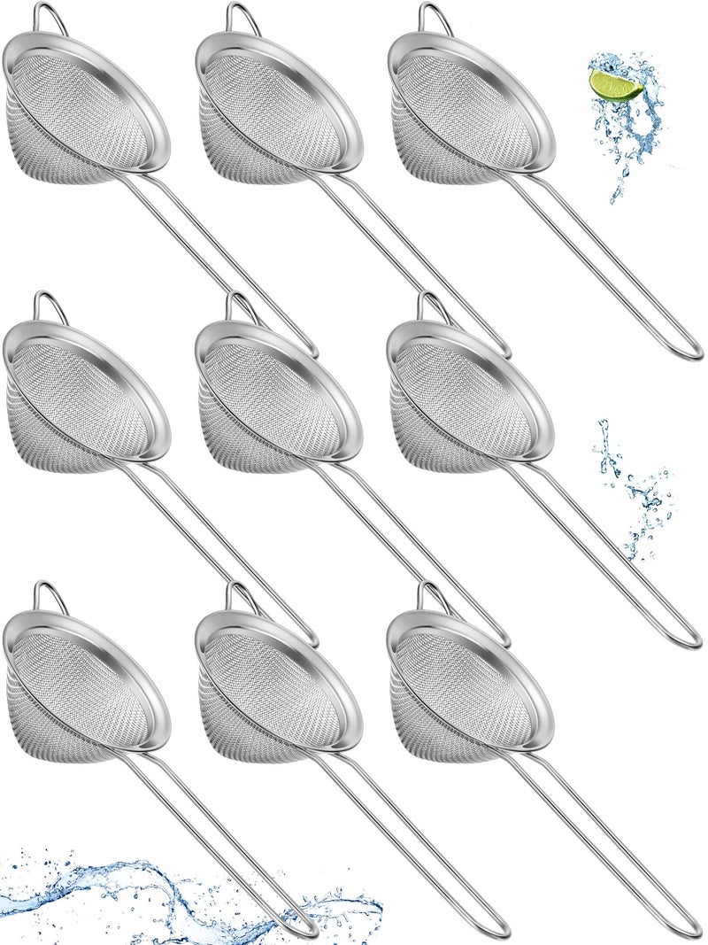 Epakh Epakh 9 Packs Stainless Steel Small Strainer Steel Cone Shaped Cocktail Strainer for Juice Tea Herbs Coffee Drinks Long Handle Coffee Food 32 Inches Silver 