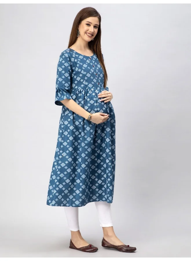 CEE 18 Women's Cotton Rayon A-Line Maternity DressFeeding kurti With Zippers