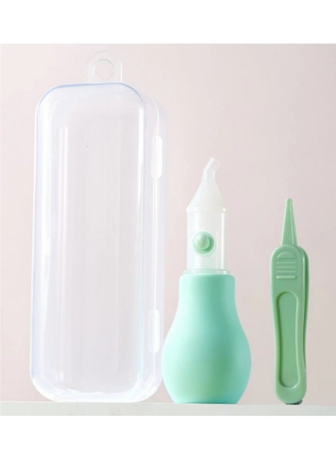 Silicone Baby Nasal Aspirator, Premium Anti-backflow Nose Cleaner, Manual Nasal Snot Sucker with Carrying Case, and Nose Cleaning Tweezers for Nose Congestion Relief in Babies and Toddlers - Image 1