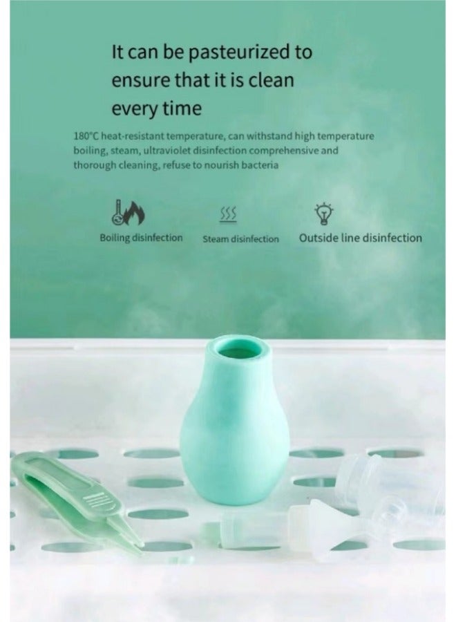 Silicone Baby Nasal Aspirator, Premium Anti-backflow Nose Cleaner, Manual Nasal Snot Sucker with Carrying Case, and Nose Cleaning Tweezers for Nose Congestion Relief in Babies and Toddlers - Image 5