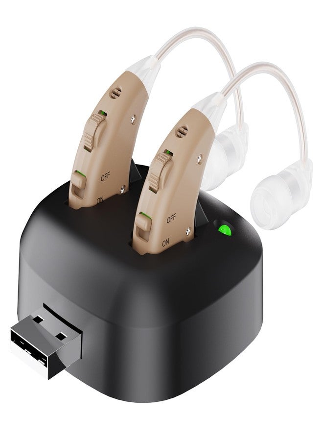 MEDca Digital Hearing Amplifier - (Pair of 2) Noise Cancelling with One Touch Volume Control, No Programming Required, Near-Invisible Behind The Ear, Upgraded 2019 Design & Rechargeable USB Dock by MEDca - Image 1