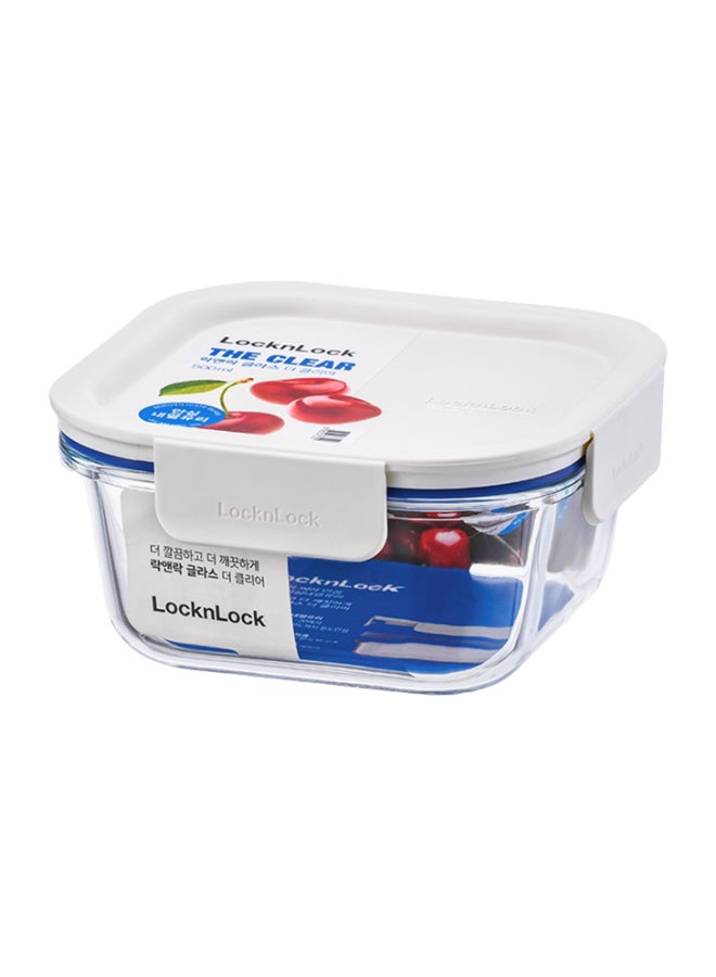 LocknLock Clear Glass Rectangular 160ml White - Durable, Airtight, Heat-Resistant Food Storage Container