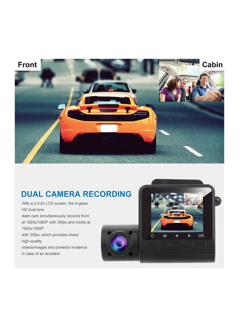 Generic Dual Dash Cam GPS for Cars Wide Angle 170° Full HD 1080P, 2 Inch LCD Screen,Front and Rear Camera for cars with Parking Monitor,Loop Recording, Night Vision,G-Sensor - Image 2