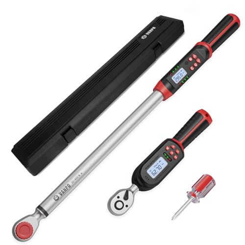 VANPO Digital Torque Wrench Set, 2Pcs 3/8" (3.1-62.7Ft.lb/4.2-85Nm) & 1/2" (14.7-295Ft.lb/20-400Nm) Electronic Torque Wrench with Buzzer, LED Indicator, Preset Value, Data Storage for Bike, Moto, Car - Image 1