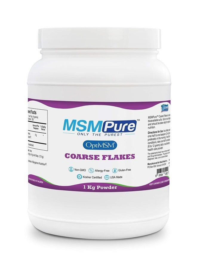Kala Health MSMPure Coarse Powder Flakes, 2.2 lb, Organic Sulfur Crystals, 99.9% Pure Distilled MSM Supplement, Made in The USA - Image 1