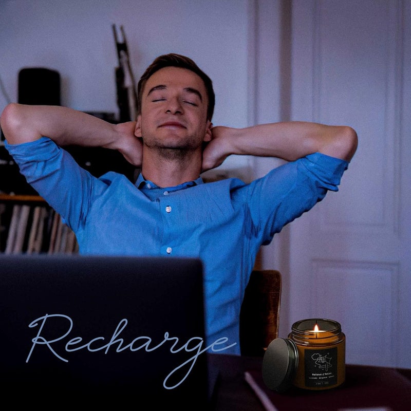 TRINIDa RELAX & RECHARGE - Sleep Candles Gifts for Men, Aromatherapy Scented Candles Gift Set for Anxiety Relief & Promotes Sleep, Anniversary Birthday Bath Relaxation Candles Gifts for Men, Boyfriend - Image 4