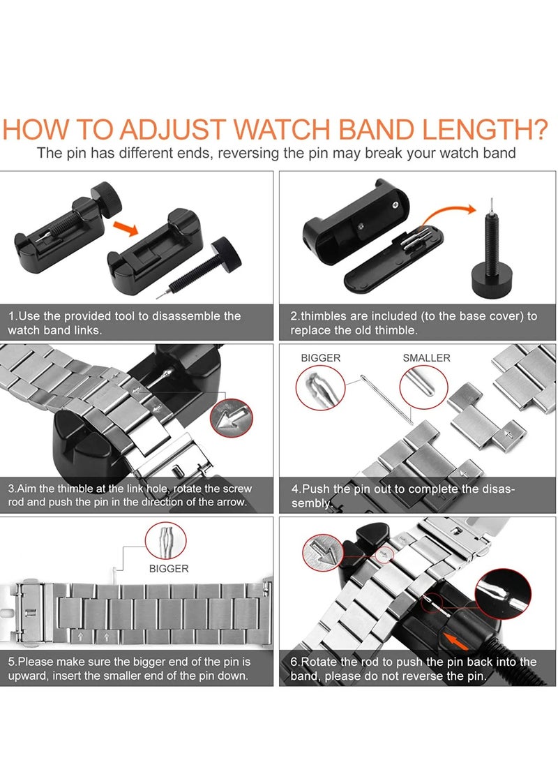 HEXABEX - Apple Watch Stainless Steel Band, Replacement Strap for Apple Watch Compatible with All Series Any of these Sizes 46mm/45mm/44mm/49mm Black - Image 1