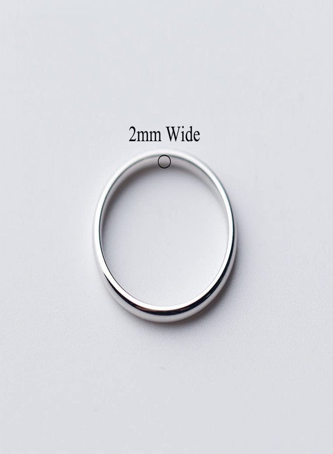 Lantine 2mm Simple Pinky Ring Silver High Polishing Dome Thin Minimalist Stacking Knuckle Plain Band Ring Size 2 - Image 2