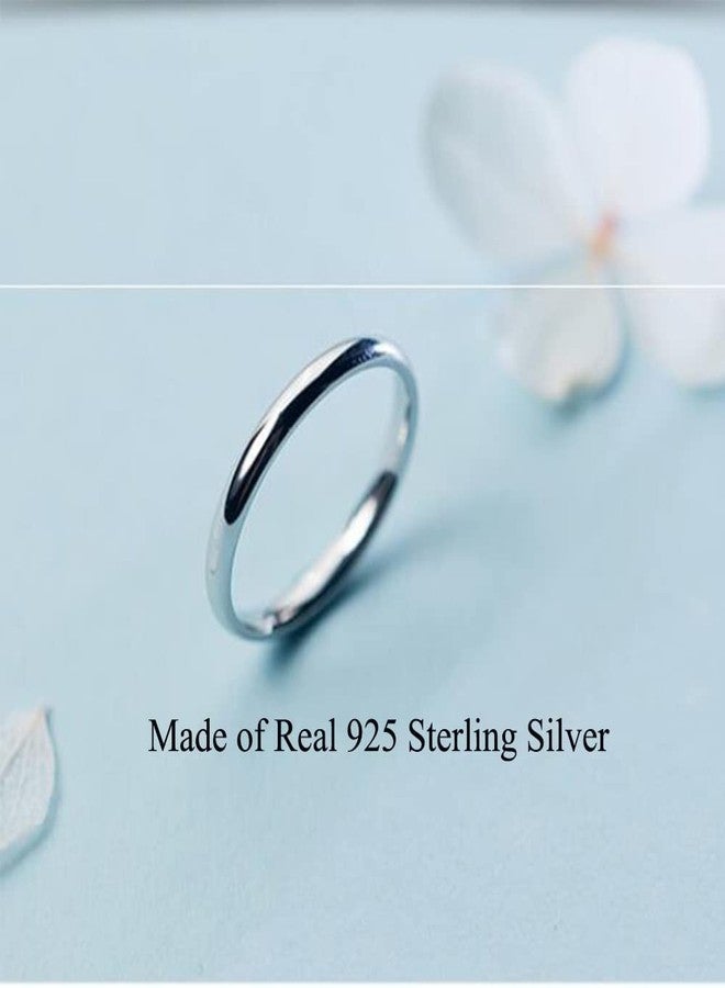 Lantine 2mm Simple Pinky Ring Silver High Polishing Dome Thin Minimalist Stacking Knuckle Plain Band Ring Size 2 - Image 3