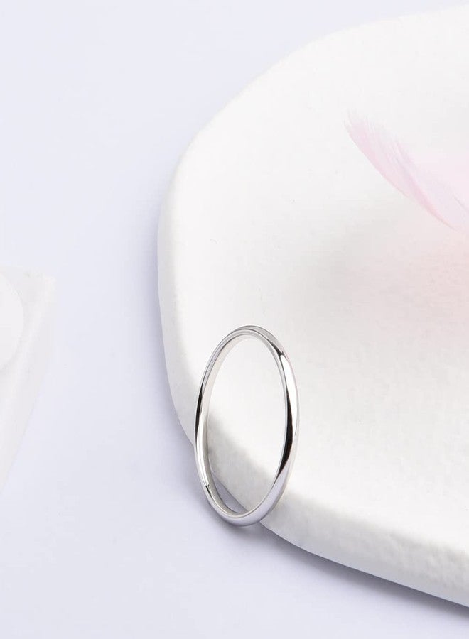 Lantine 2mm Simple Pinky Ring Silver High Polishing Dome Thin Minimalist Stacking Knuckle Plain Band Ring Size 2 - Image 4