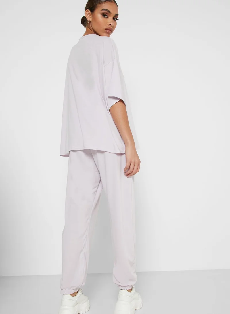 Missguided Petite Oversized T-Shirt & Jogger Set