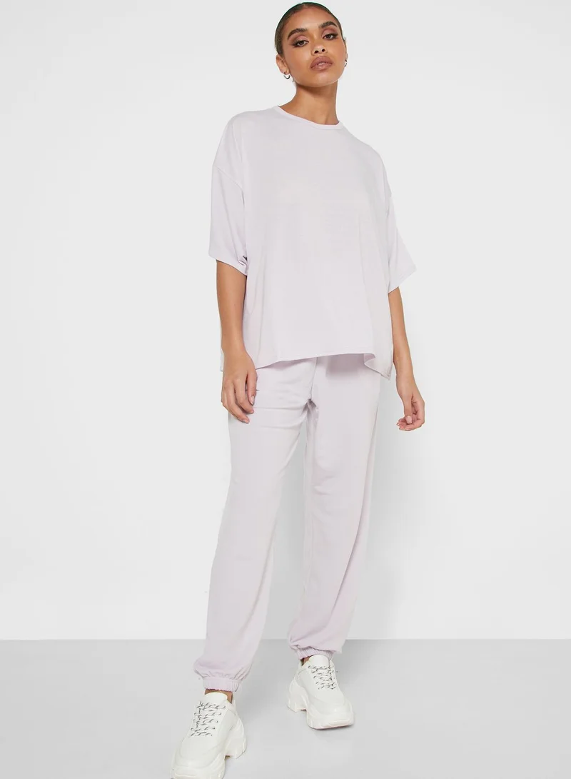 Missguided Petite Oversized T-Shirt & Jogger Set