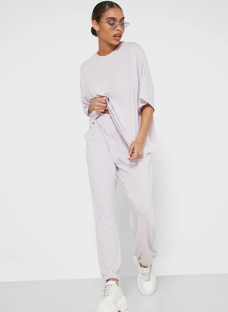 Missguided Petite Oversized T-Shirt & Jogger Set
